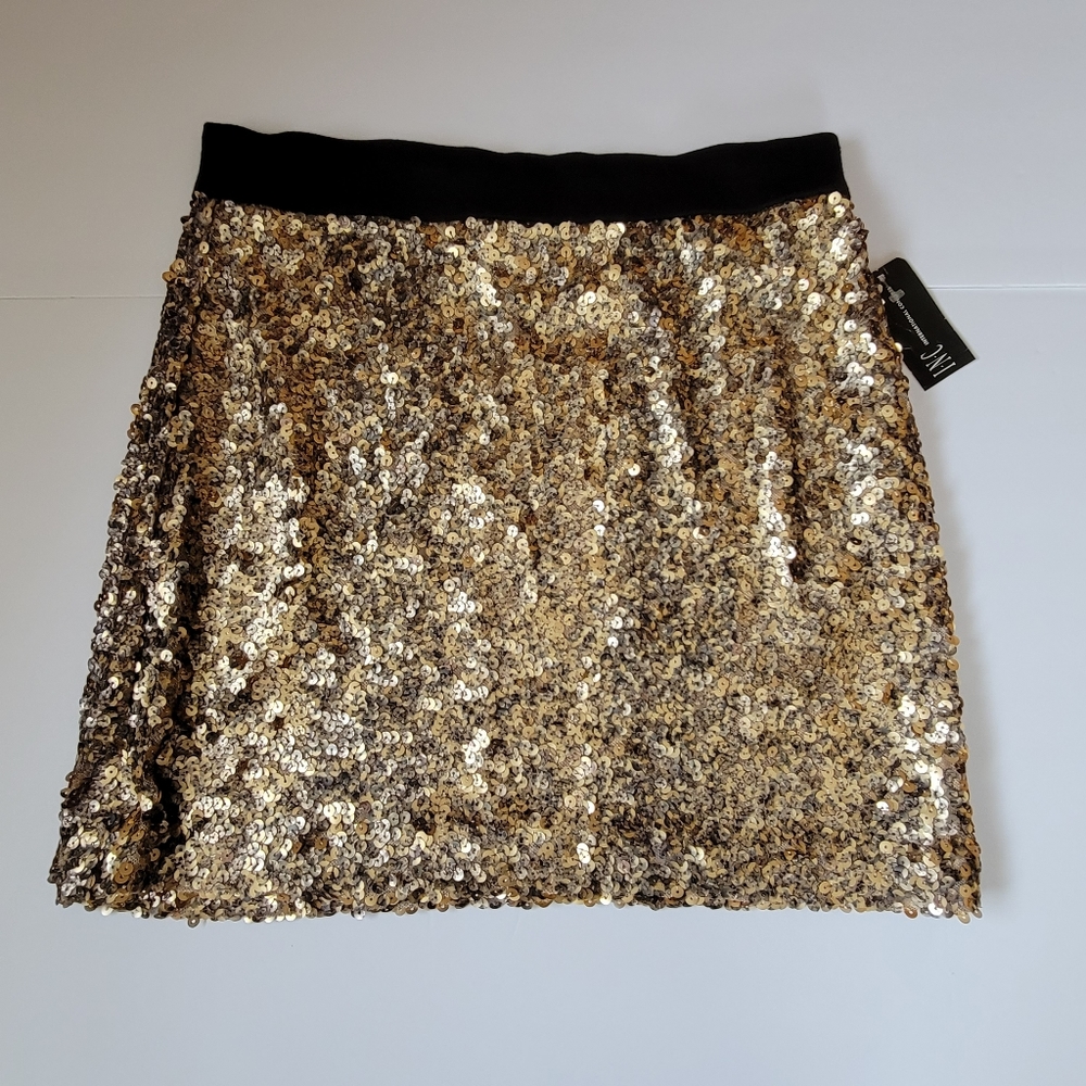 INC International Concepts Gold Sequin Skirt